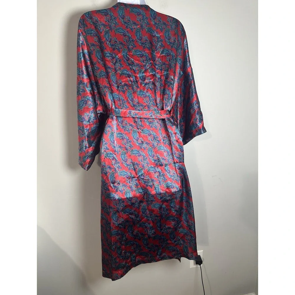 VTG Victoria's Secret Gold Label Paisley Kimono Robe - Red Jewel Tone 80s/90s OS